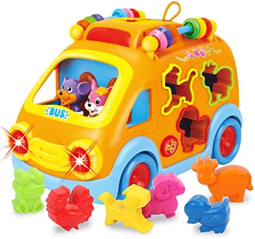 Gilobaby 多機能 音楽バス 往復送料無料 赤ちゃん おもちゃ 車 音と光と 早期開発 指先訓練 聴覚発達 出産祝い クリスマスプレゼント 知育 玩具 動物認知 入園祝い 誕生日 女の子 色認知 プレゼント 男の子