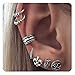 Zealmer Cuff Earrings Set Vintage Owl Stud Earrings Set Carved Pierced Non Pierced Ear Cuff Set OM Anchor Leaf Designs 7PCS