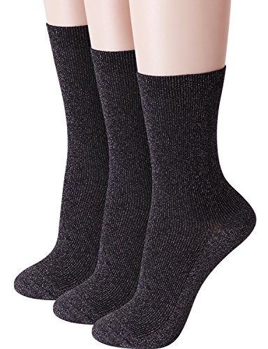 Haslra women s glitter yarn lurex mini crew socks 3 pai…