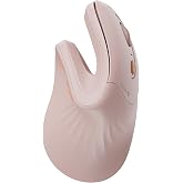 ProtoArc EM11 NL Wireless Ergonomic Vertical Mouse, Rechargeable, Pink | Connects to 3 devices via Bluetooth/2.4G USB-A, with 500mAh USB-C charging, 1000/1600/2400 DPI, quiet clicks
