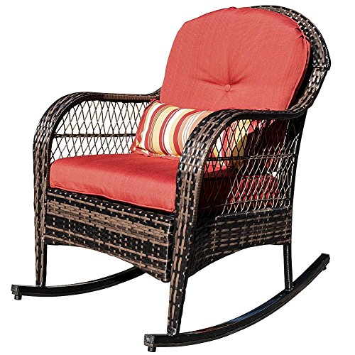 Amazon.com : Sundale Outdoor Wicker Rocking Chair Rattan ...