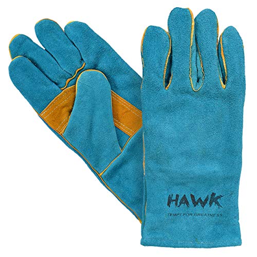 Leather Welding Gloves FIRE/HEAT RESISTANT Baking Barbecue oven BBQ Grill/Pot Holder Welders Gauntlets Rigger Fireplace Outdoor Working Work Gloves Mitts Blue - 14"!!!! - Thumbnail 5