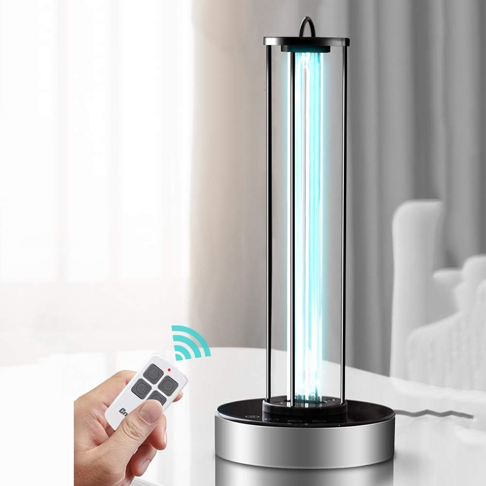 LTLGHY Air Purifier To Sterilization Lamp UVC Anti-Bacterial Rate 99.9% Portable Ozone UV-C Sanitizer Disinfect Light Ultraviolet Germicidal Lamp(38W with Remote Control) 3 Gear Timing