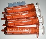 BAXA ExactaMed Oral Liquid Medication Syringe 10cc/10mL 4/PK Amber Medicine Dose Dispenser With Cap Exacta-Med BAXTER Comar Latex Free