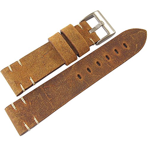 ColaReb 22mm Perugia Rust Brown Distressed Leather Mens Watch Strap Made in Italy