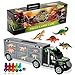 Oumoda Dinosaur Truck, Transport Car Carrier Truck Toy with 6 Dinosaurs Toys Inside and 10 Dinosaur Stamps, Gifts for Kids/Boys Toy for Ages 3, 4, 5, Years Old and Up