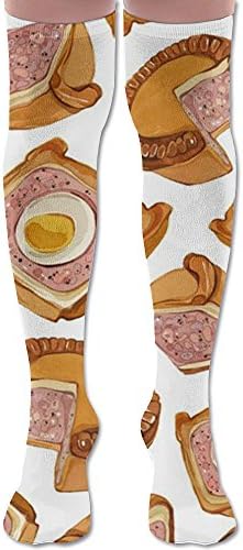 Toast Bread Knee High Compression Socks Kawaii Soft Athletic For Girls Hiking Socks