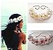 RoyaLily Hawaii Beach Luau Party Tie Back Headband Plumeria Boho Flower Halo Crown (White Yellow)