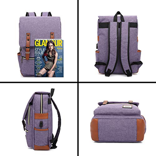 UGRACE Vintage Laptop Backpack with USB Charging Port, Elegant Water