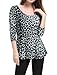 Allegra K Women's Halloween Long Sleeve Ruffle Blouse Scoop Neck Animal Print Peplum Top Medium Grey-Leopard