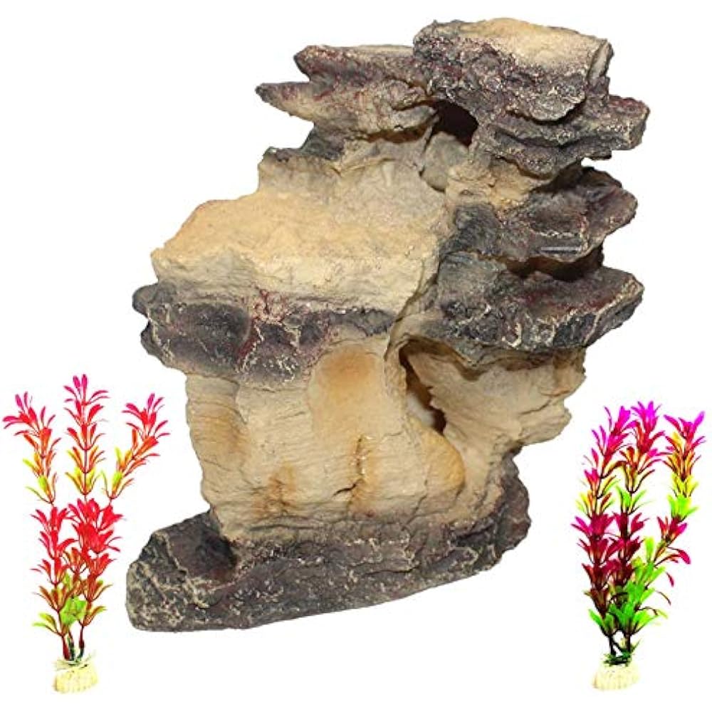 PINVNBY Rock Aquarium Decorations Resin Rockery Driftwood Fish Tank
