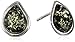 Amazon Essentials Rhodium Plated Sterling Silver Green Amber Designer Cut Stud Earrings, (previously Amazon Collection)