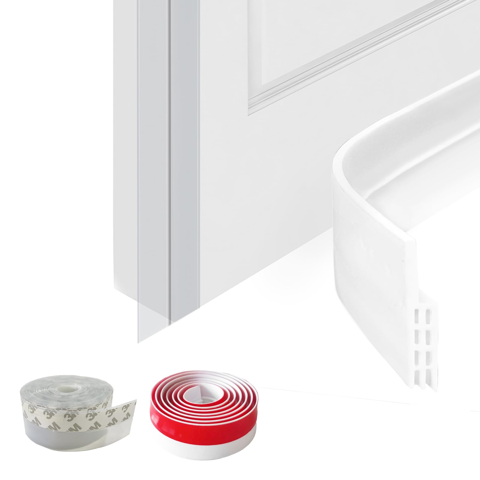 Daily Treasures 2Pack Mixed Silicone Door Draft Stopper,35" Weather Stripping Door Seal(White)& 236" Silicone Seal Strip(Transparent), Under Door Sweep,Door Strip Bottom Draft Stopper Window Seal