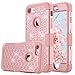 ULAK iPhone 7 Case, Bling Heavy Duty Protection Shockproof Soft Silicone + Hard PC Dual Layer Hybrid Impact Case for Apple iPhone 7 4.7 inch (2016) - Bling Rose Gold