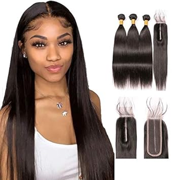 Amazon Com Brazilian Virgin Hair With Closure Straight Wave 3