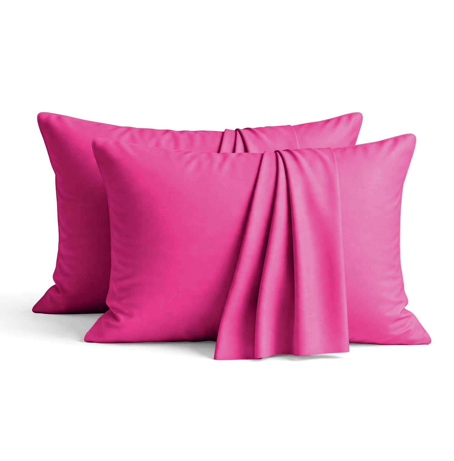 AMEHA 100% Brushed Microfiber Pink Pillow Cases 2 Pack (Pillows Not Included), Super Soft Standard Pillow Cases | Hotel Quality Pillow Covers, 50x75 cm,