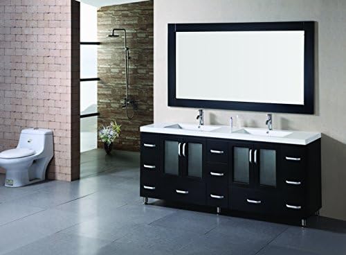 Design Element Stanton Double Drop-In Sink Vanity Set with Espresso Finsh, 72-Inch