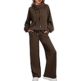 AUTOMET Lounge Sets for Women Sweatsuits 2 Piece Outfits 2025 Fall Drawstring Sweatshirt Wide Leg Sweatpants Tracksuit
