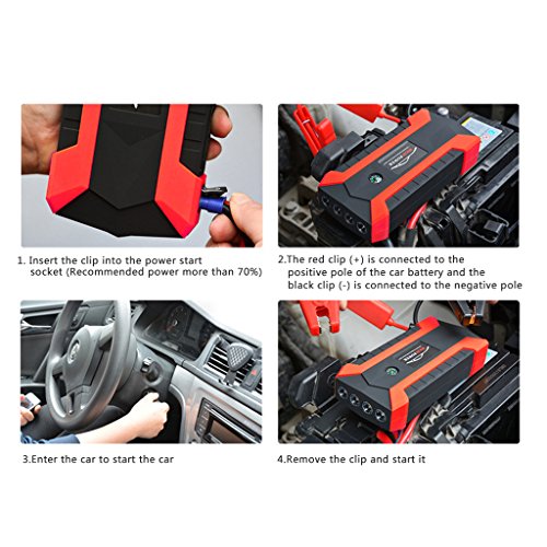 Xumeili 89800mAh 4 USB Portable Car Jump Starter Pack Booster Charger Battery Power Bank (Red)