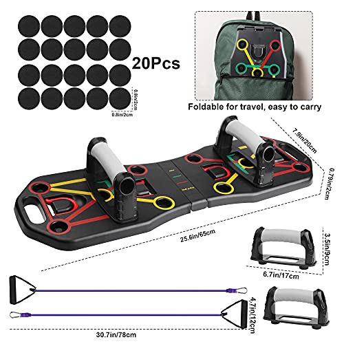 Push up Board, Liegestütze Brett faltbar mit Handgriff und Kordelzug, Multitrainer Liegestütz, tragbarer Multifunktionales Fitnessgeräte Zuhause für Männer Frauen Muskeltraining Fettabbau Training