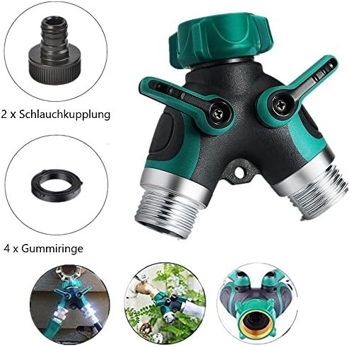 Capalta Flower 2 Way Fuse for Taps Hose 2 Hose Coupling Uchteiler Water Distributor with 4 elastic bands