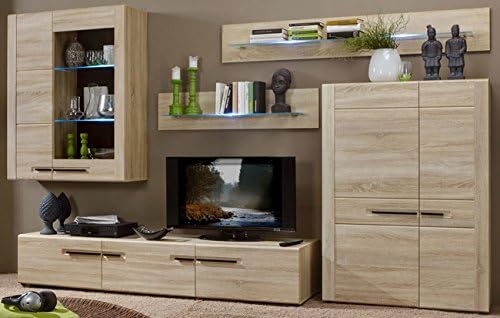 Boston Wohnwand Modern Eiche Sagerau Selber Zusammenstellen Amazon De Kuche Haushalt