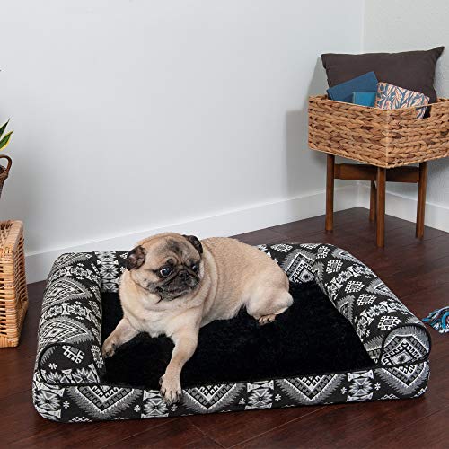 Furhaven Medium Orthopedic Dog Bed Plush & Southwest Kilim Decor Sofa