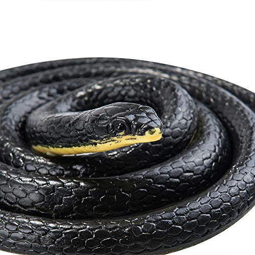MoloTAR Realistic Rubber Black Snake 52 Inch Long Scare Toy - Thumbnail 3