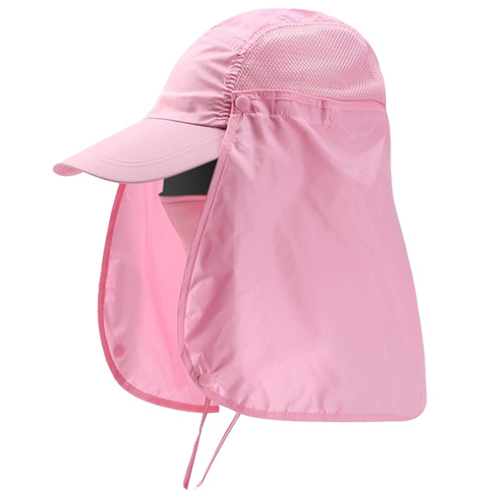 Millya UK Unisex Outdoor Sun Baseball Hat Men Women Folding Legionnaire Cap with Flap Detachable Fishing Hunting Cap Pink