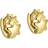 Cute Stars Tiny Small Hoop Earrings 925 Sterling Silver Lucky Star Cartilage Wrap Cuffs Mini Huggie Hoops Sleeper Earring Fashion Jewelry Gifts Hypoallergenic