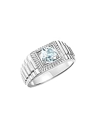 Rylos Men's Ring Sterling Silver Ring, 7MM Round