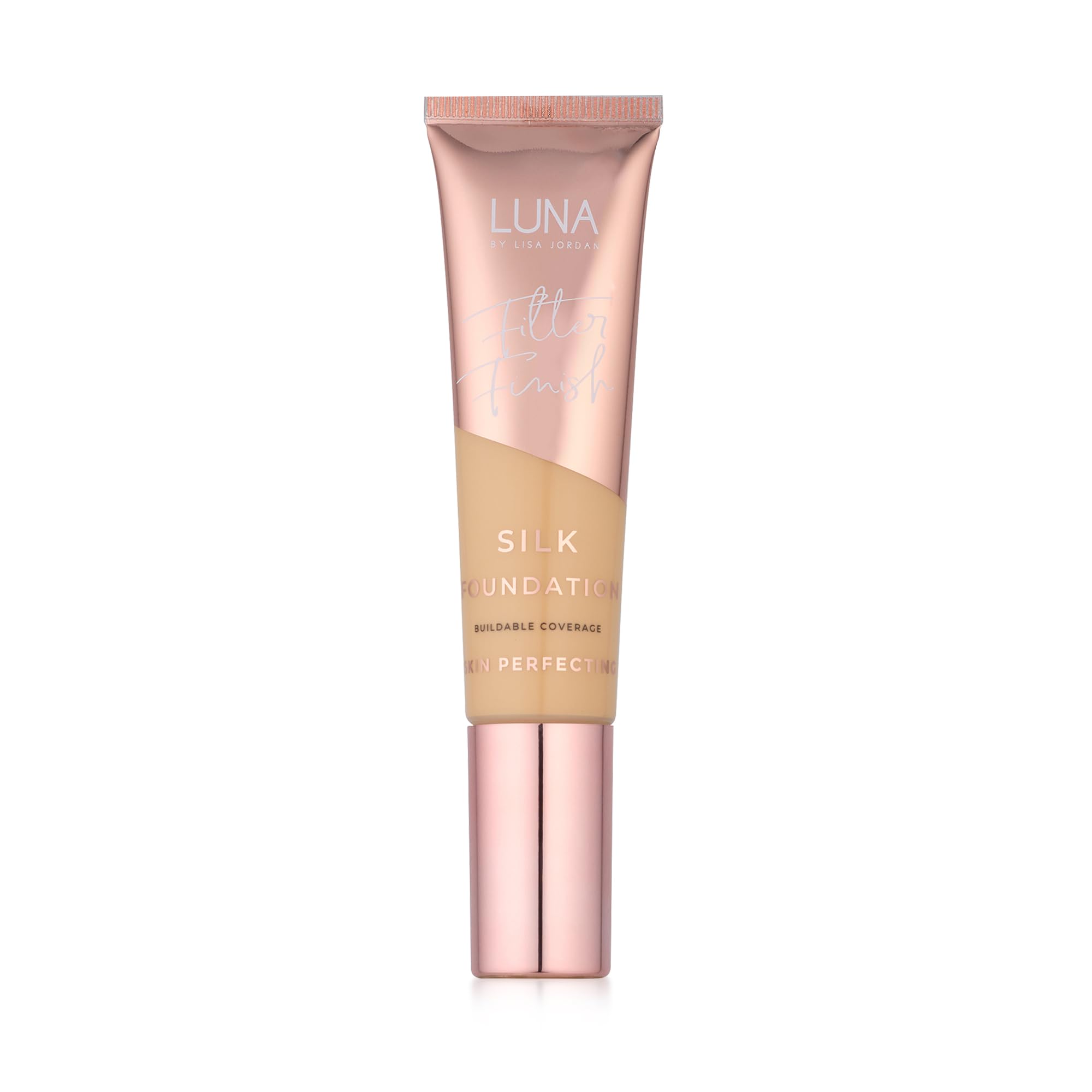 LUNA Silk Foundation in LIGHT PLUS Shade - Contains Hyaluronic Acid, Vitamin C & A, Aloe Vera, and Shea Butter - Brightening Dewy Foundation Makeup - Hydrating Cream Foundation for Dry Skin