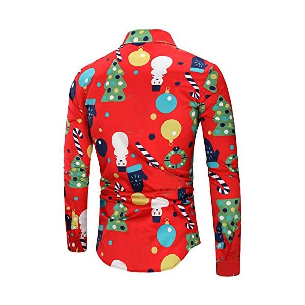 KFSO Men's Slim Fit Long Sleeve Christmas Floral Shirt Casual Button Down Dress Shirts (Black D, S) - Image 3