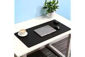 Leather Black Desk Pad, Colorful Art Mouse Pad Large Computer Keyboard Gaming Mousepad Waterproof Desktop Protector & Cover, 