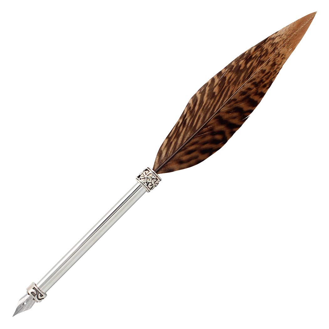 Gullor Vintage Feather Quill Pen, Nuture Feather Dip Pen with Gift Box, Brown