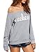 Romwe Women's Sexy Off Shoulder Kangaroo Pockets Long Sleeve Slouchy Sweatshirt Grey S