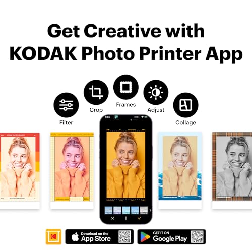 KODAK Mini 2 Retro 2x3 Mobile Photo Printer, 38 Sheets, Bluetooth Phone Printer Compatible With iOS & Android Smartphones, Instant Colour Prints, 4PASS Dye Sublimation, White