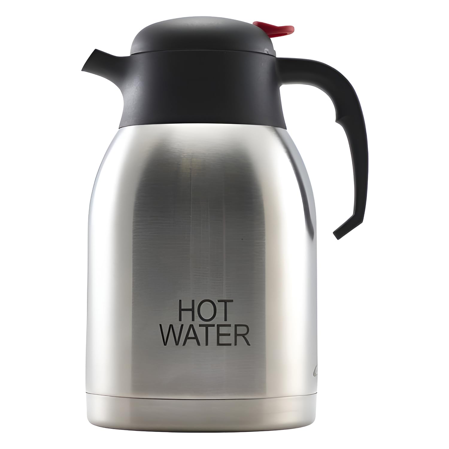 Genware NEV-V2099HOTWATER Vacuum Push Button Jug, Inscribed Hot Water, 2.0 L