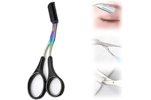 HILOST Eyebrow Trimmer Scissor,2024 New Stainless Steel Eyebrow Scissors with Comb,Portable Non Slip Professional Eyebrow Trimmer for Women (Black)