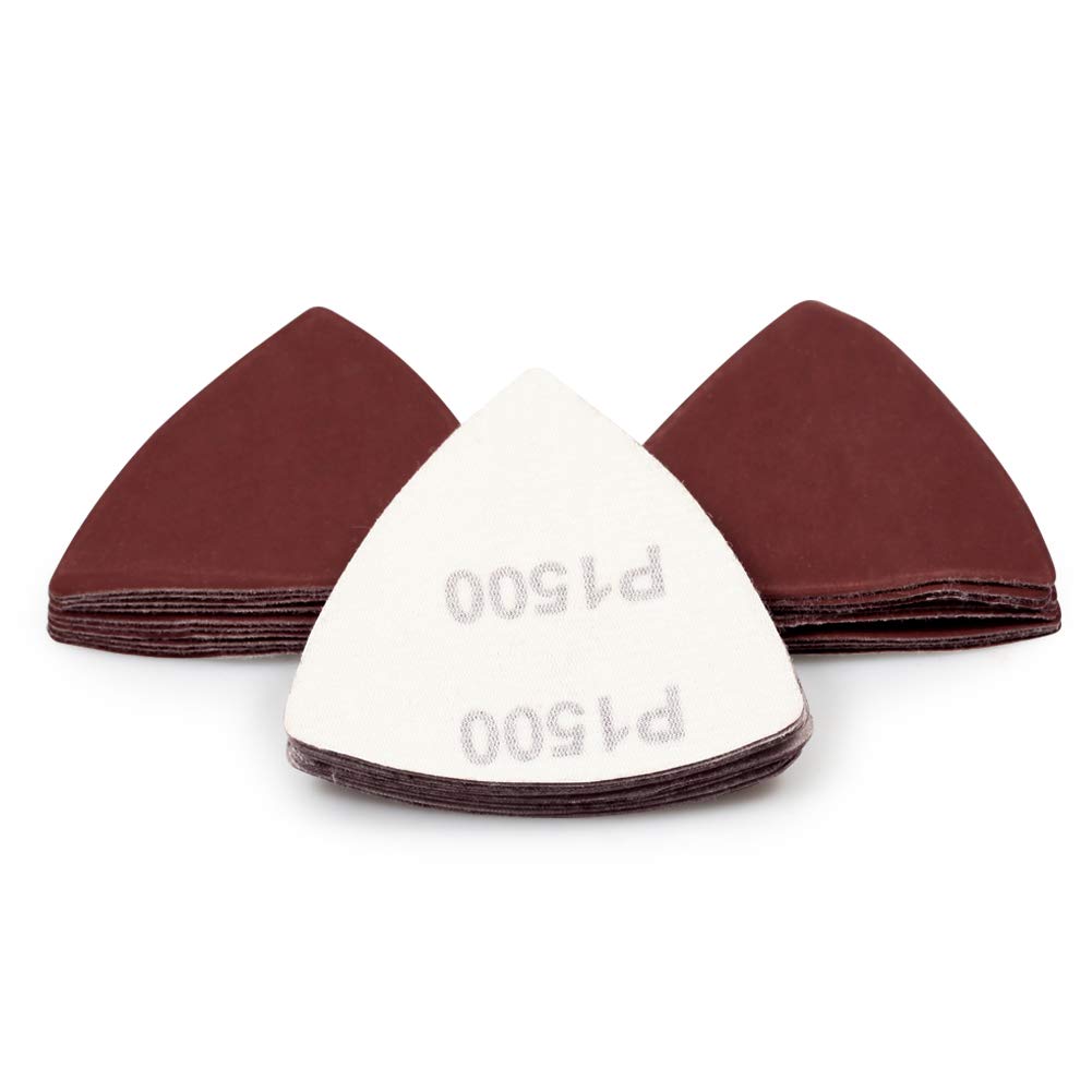SPEEDWOX 30 Pcs Hook and Loop Triangle Sandpaper 1500 Grit 80mm 3-1/8 Inches for Oscillating Multi Tool Detail Sander Sanding Discs Triangle Sanding Pads — image 1