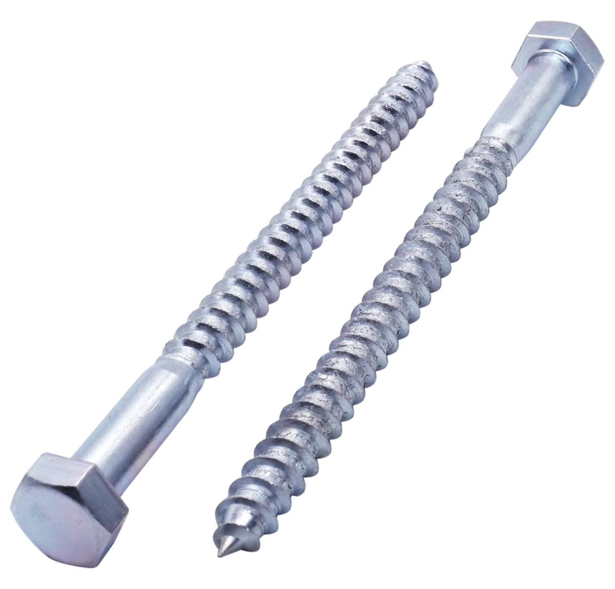 SKIR'CO (6 pcs) DIN 571 Zinc Plated Steel Hexagon Head Wood Screws M12 x 160 mm, Coach Screws, Hex Screw, Lag Bolts
