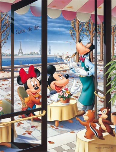 (2 dedicated Petit 16.5cm x 21.5cm, corresponding panel) Cafe Terrace Jigsaw Puzzle Petit 2 Disney 500 small piece Paris (japan import) by The Yanoman