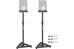 Vondynote Pair of Studio Monitor Stands Adjustable Height 32.6"-50.9" Heavy Duty Three Point Triangle Base Floor Speaker Stands Monitor Stands