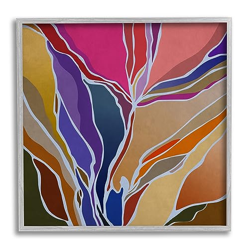 Stupell Industries Abstract Botanical Composition Gray Framed Giclee Art Design…