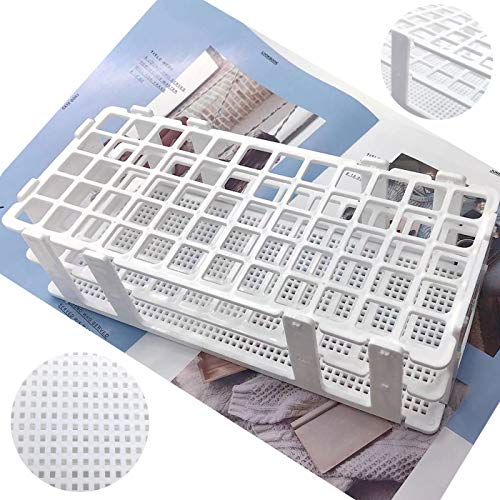 Luckkyme Plastic Test Tube Rack 2 Pack White 60 Holes Lab Test Tube Rack Holder for 17mm and Below The Test Tubes, Detachable, 60 Holes - Thumbnail 7