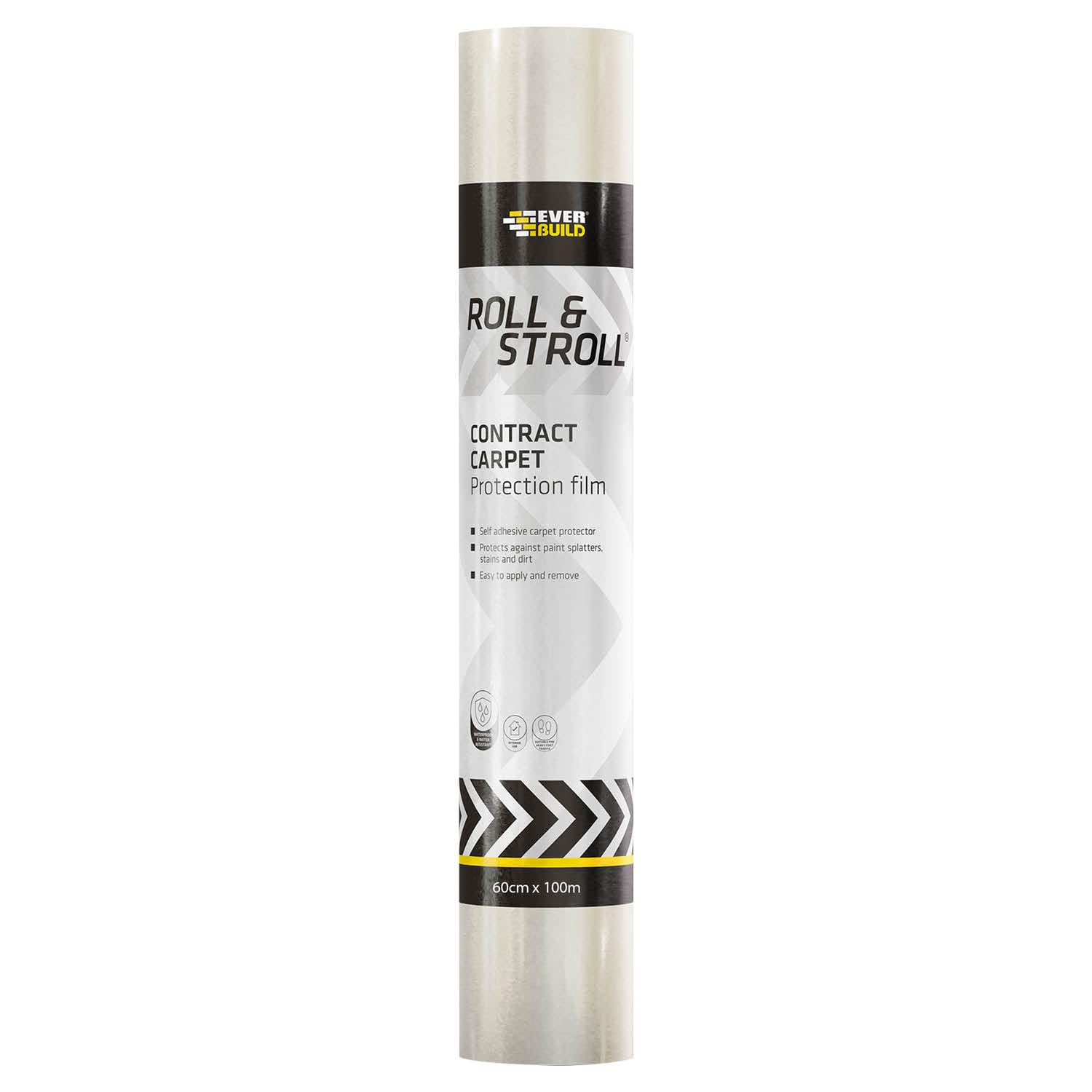 Everbuild Roll and Stroll Contract Carpet Protector – Self-Adhesive – Easy To Roll – Totally Waterproof – Clear – 600mm x 100m