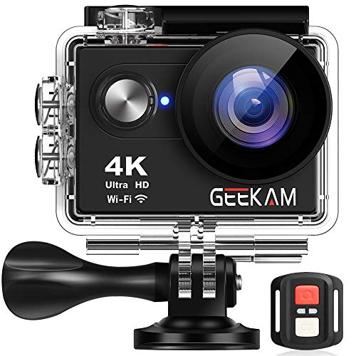 GeeKam Action Camera 4K WiFi Ultra HD Underwater 30M Waterproof 170° Wide Angle Lens Sports Camcorder with Remote Control 2 Rechargeable Batteries and Mounting Accessories Kit - Thumbnail 7