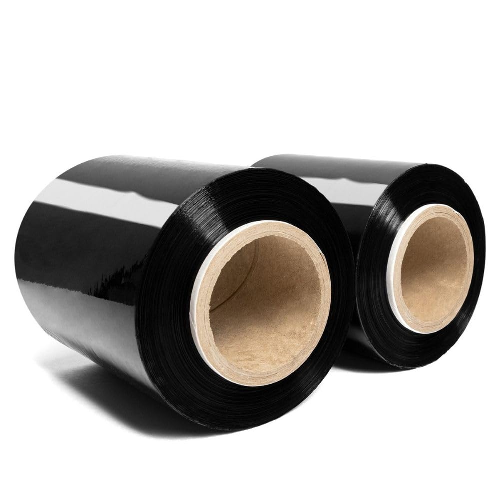 RAGO® Stretch Film Set Mini Rolls I Black Film for Furniture Stretch Film I Pallet Film Hand Film Wrap Film (‎2 x Black 0.43 kg)