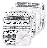 Muslin Burp Cloths - 4 Pack of Burp Rags, Burping Cloths, Burp Clothes - Large Absorbent Unisex Spit Up Rags for Boys and Girls - Gender Neutral Baby Shower Gift Set or Registry Gift for Babies