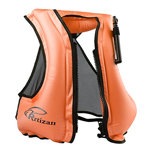 Rrtizan Adult Inflatable Swim Vest Life Jacket for Snorkeling,Suitable for 80-220lbs (Orange) ¡